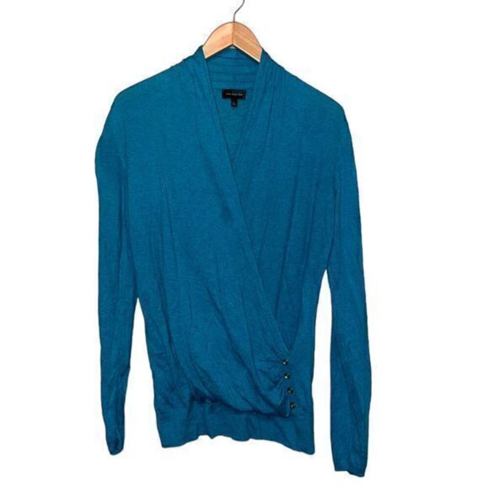 The Limited Women's Blue Surplice Wrap Sweater Long Sleeve Large